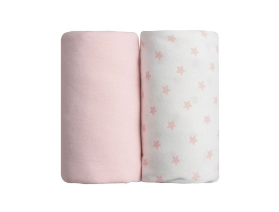 Set van twee hoeslakens: Roze & Roze sterren 60x120