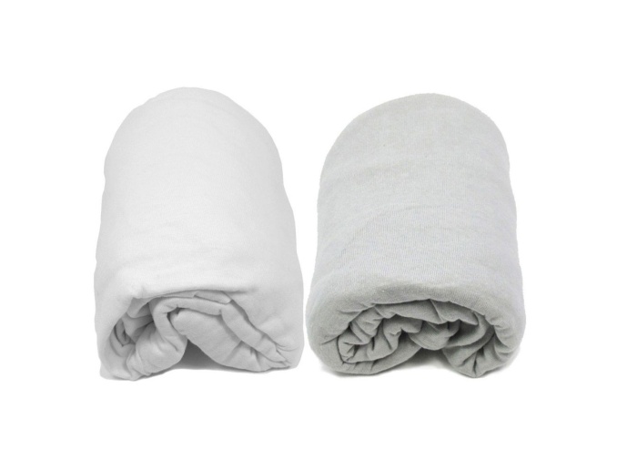 Juego de dos sábanas bajeras Blanca y Gris 70x140