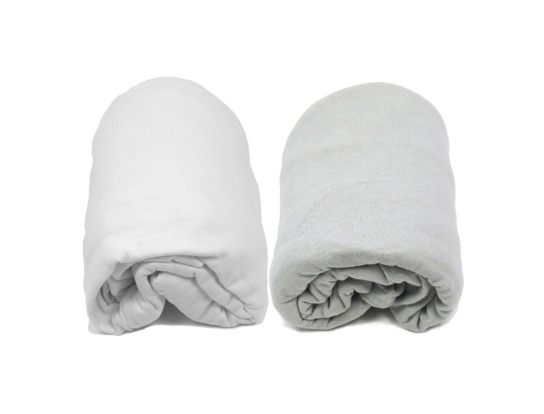 Set di due lenzuola con angoli Bianco & Grigio 70x140