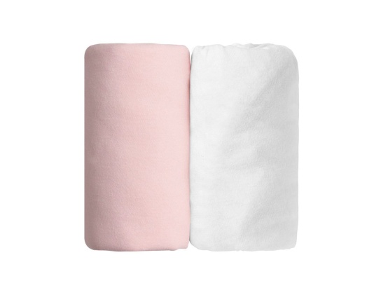 Set di due lenzuola con angoli Bianco & Rosa 70x140