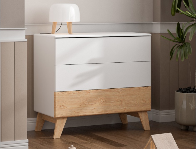 Commode bébé 3 tiroirs Blanc et bois