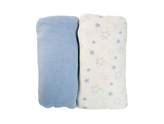 Set di due lenzuola con angoli: Blu & Stelle Blu 70x140