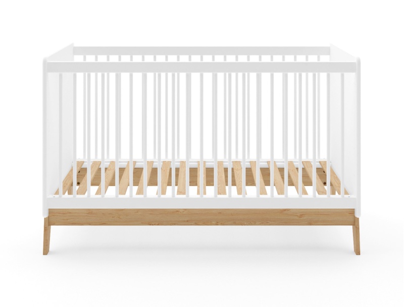 Weißes Gitterbabybett mit Holz Equilibre
