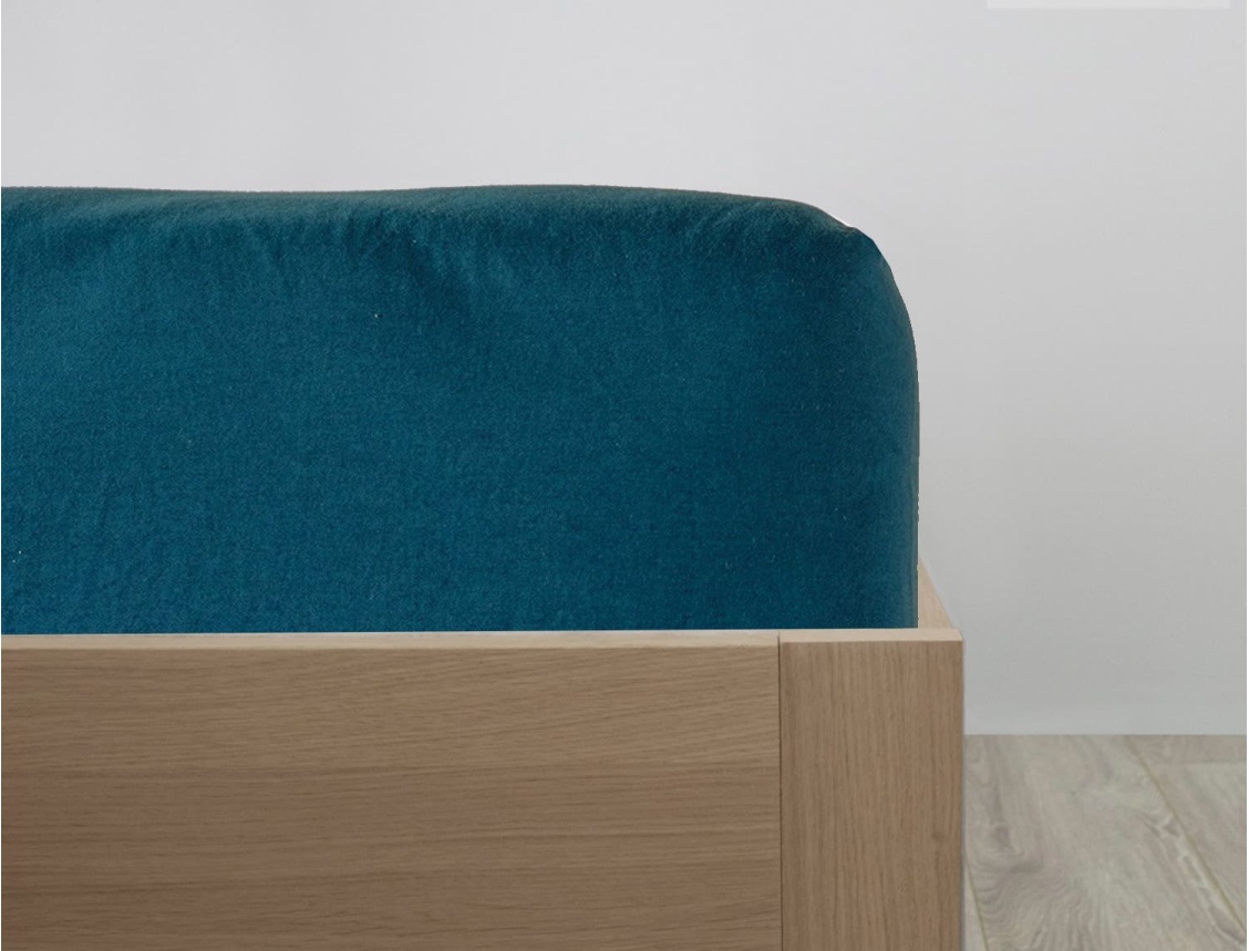 Drap housse Bleu Nuit 90x190 cm coton bio 80 fils.