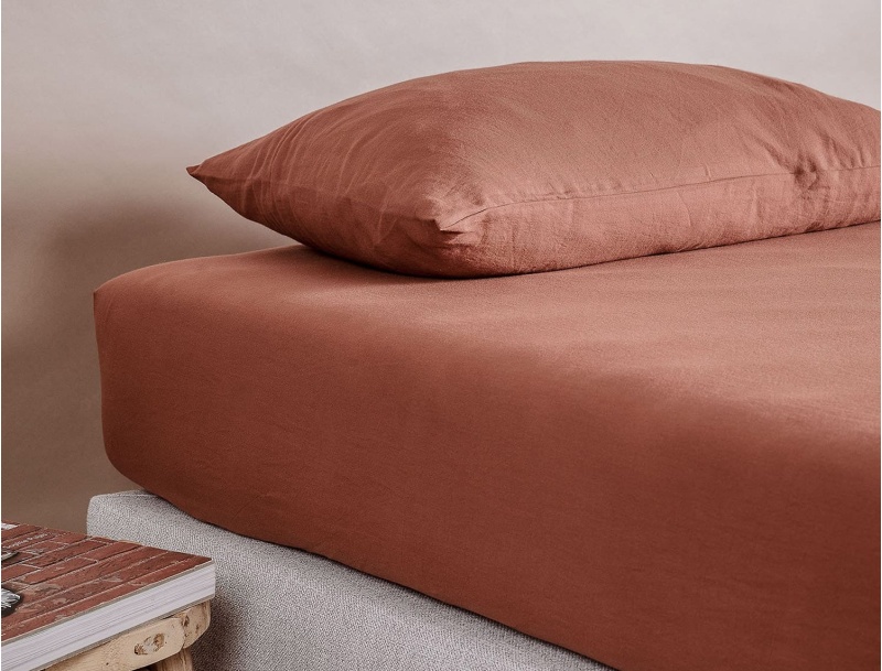 Lenzuolo con angoli Terracotta 90x190cm Cotone biologico certificato GOTS