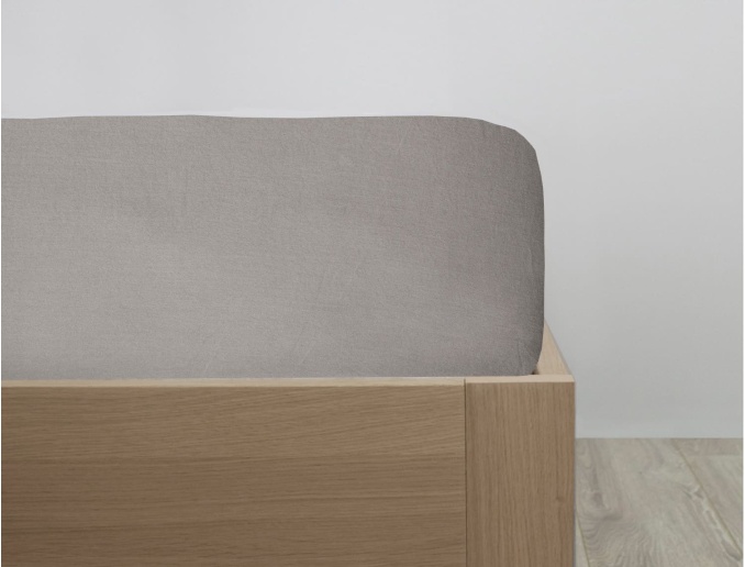 Spannbettlaken Grau 90x190 cm Bio-Baumwolle 80 Fadenzahl