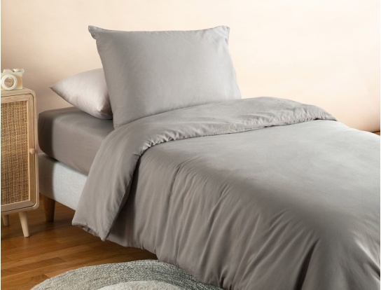 Drap housse Gris Coton Bio certifié GOTS