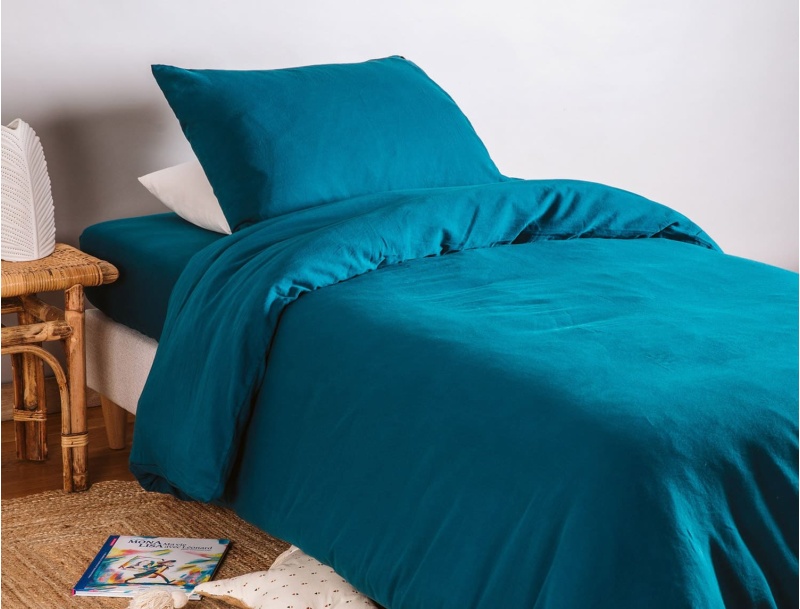 Drap housse Bleu Nuit Coton Bio certifié GOTS