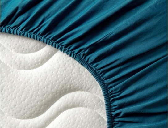 Drap housse Bleu Nuit 90x200 en coton avec élastique.
