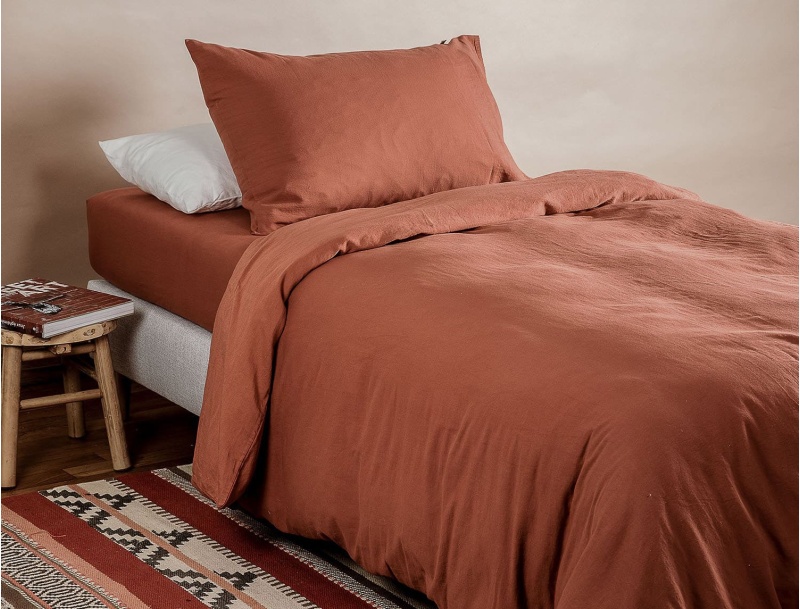 Lenzuolo con angoli Terracotta in cotone biologico certificato GOTS