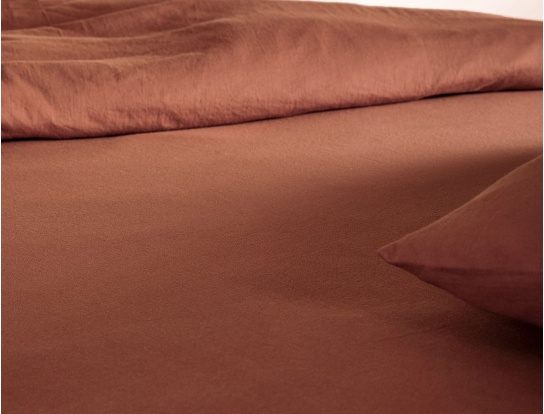 Organic Cotton Fitted Sheet 140x200cm Terracotta