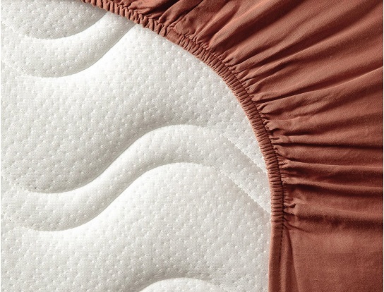 Organic Cotton Fitted Sheet Terracotta 140x200 80 Thread Count Gost with Elastic