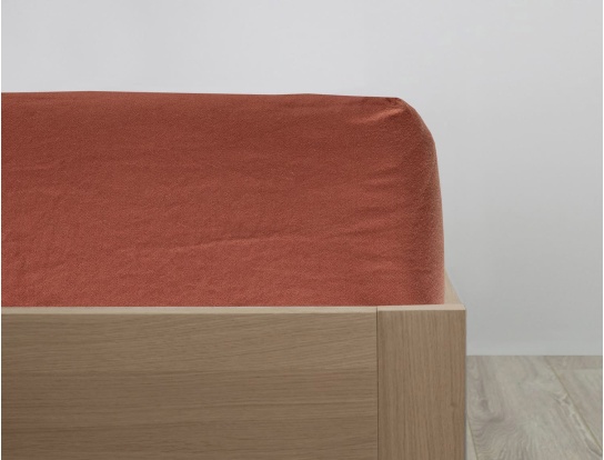 Organic Cotton Fitted Sheet Terracotta 160x200