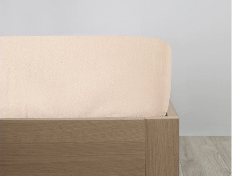 Drap housse Rose Nude 90x190 cm coton bio 80 fils.
