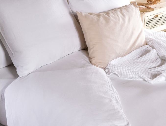 Housse de couette 260x240 cm Blanc Coton Bio