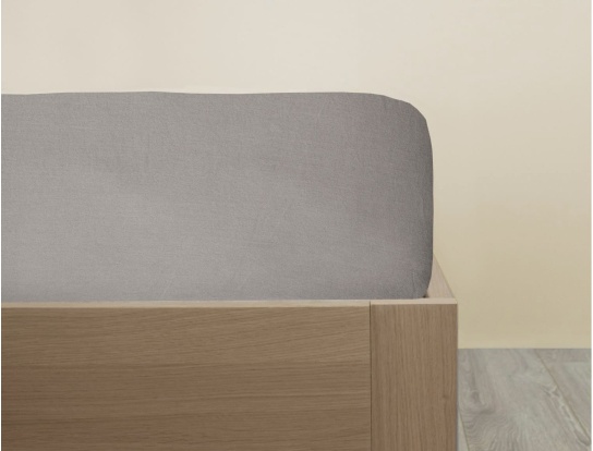 Drap housse Gris 90x200 cm en coton bio 80 fils.