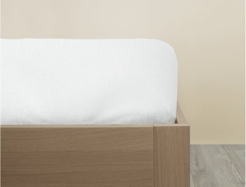 Drap housse blanc 90x200 cm en coton bio 80 fils.