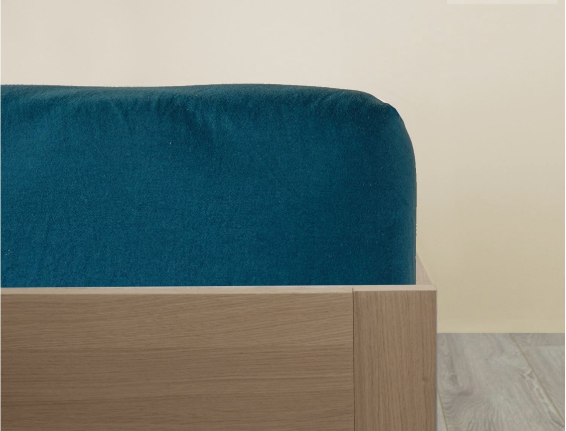 Drap housse Bleu Nuit 90x200 cm en coton bio 80 fils.