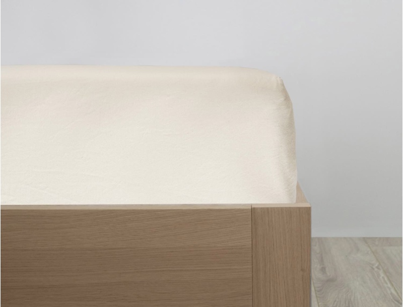Drap housse Ecru 90x190 cm coton bio 80 fils.