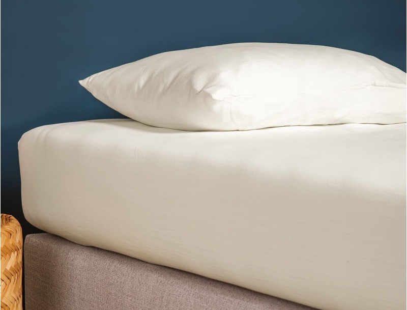 Drap housse Ecru 90x190cm Coton Bio certifié GOTS