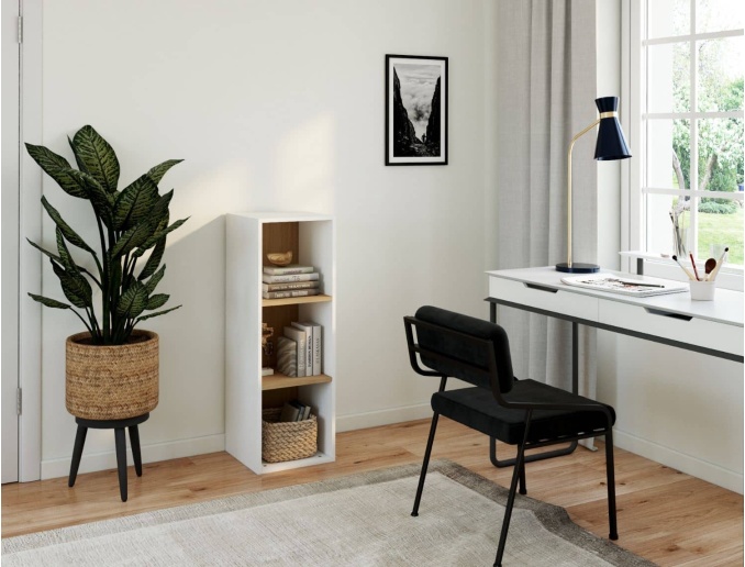 Scaffale per adulti con 3 scomparti Bianco & Legno