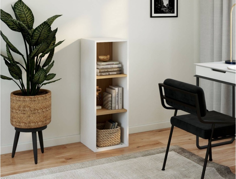 Etagère de rangement 3 cases Blanc & Bois