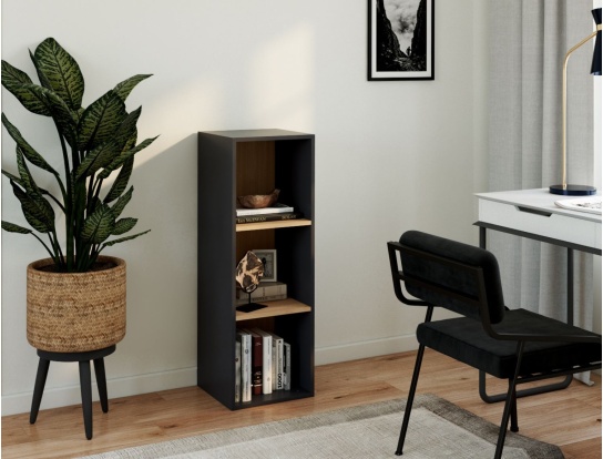 Opbergrekken met 3 planken Milor Antraciet & Hout