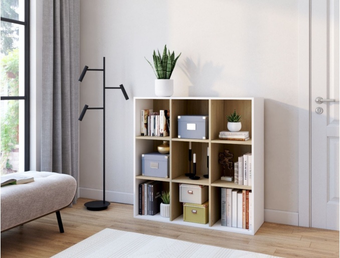 Scaffale per adulti con 9 scomparti Milor Bianco & Legno