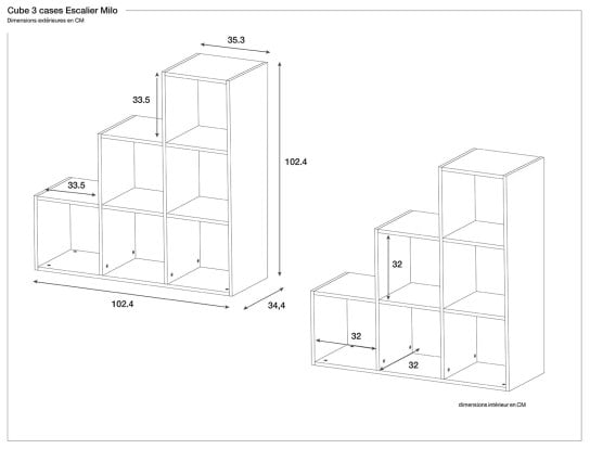 Dimensiones estantería de almacenamiento 6 compartimentos escalera antracita y madera
