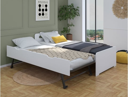 Letto estraibile bambino Feroe bianco due posti 90x200