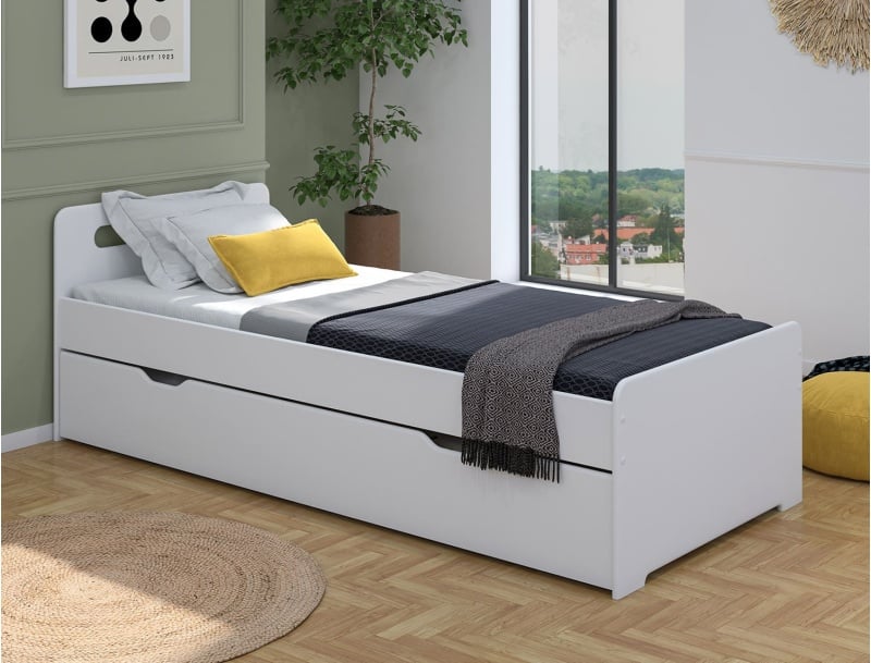Lit gigogne enfant Féroé blanc 90x200