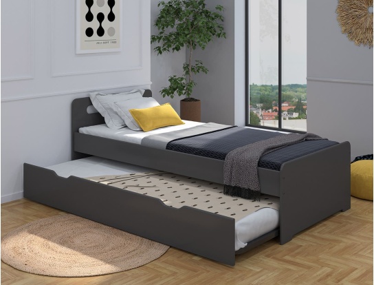 Cama nido Feroe Antracita con dos camas de 90x200 cm