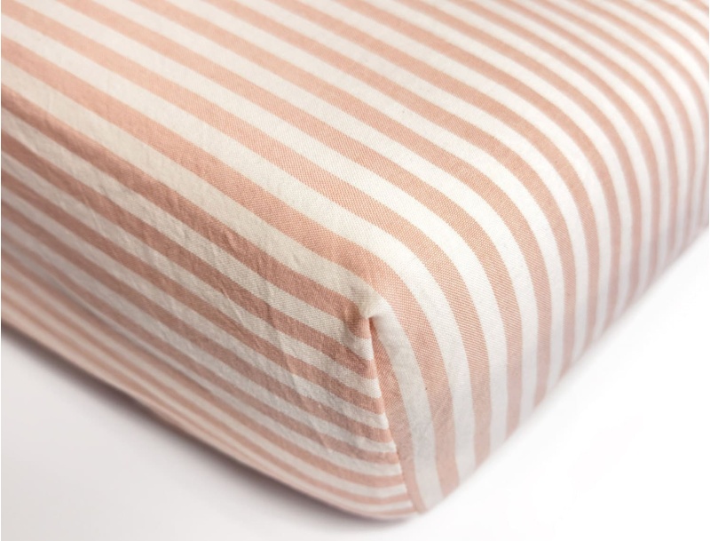 90x190cm Organic Cotton Percale Fitted Sheet, Peach, GOTS Certified