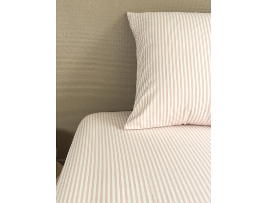 Hoeslaken 90x190cm Bio Katoenen Percale Gestreept Peach 80 draden