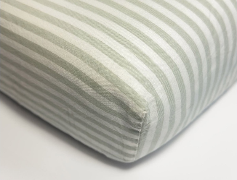 140x200 Lime Green Striped Organic Cotton Percale Fitted Sheet