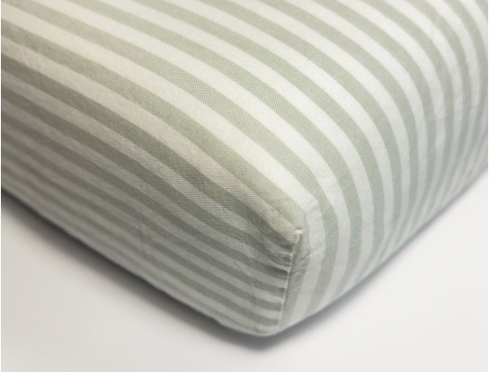 140x200 Lime Green Striped Organic Cotton Percale Fitted Sheet