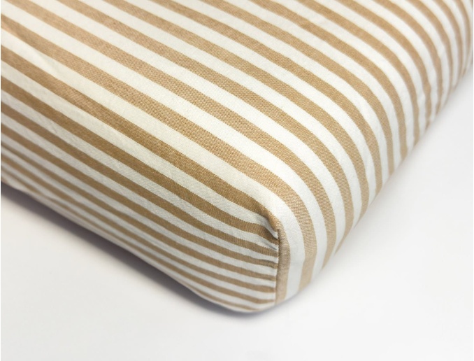 Sábana bajera ajustable 140x200 Percal de Algodón Orgánico Rayado Ámbar
