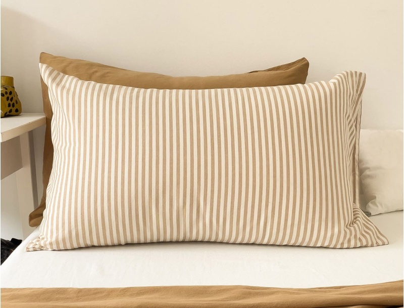 Federa 50x70cm Righe Ambra GOTS