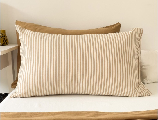 Federa 50x70cm Righe Ambra GOTS