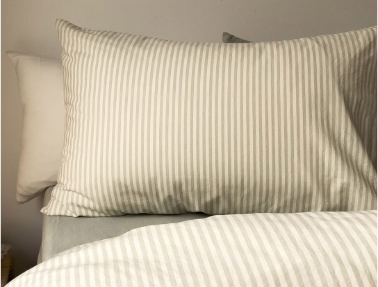 Taie d'oreiller 50x70cm Rayé Tilleul GOTS