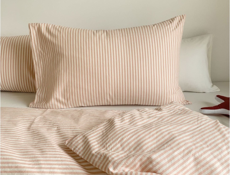 Pillowcase 50x70cm Striped Peach GOTS