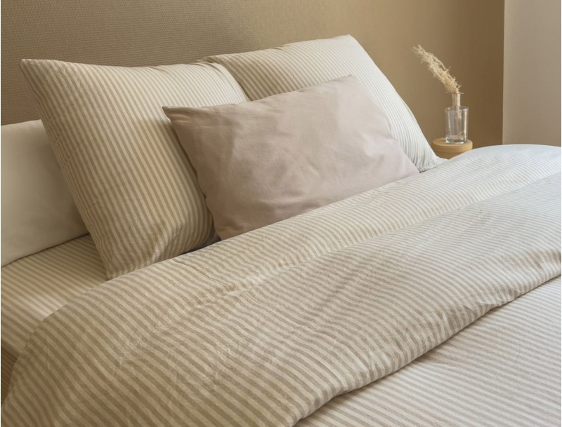 Copripiumino 260x240 cm Rigato Lino 100% Cotone Biologico