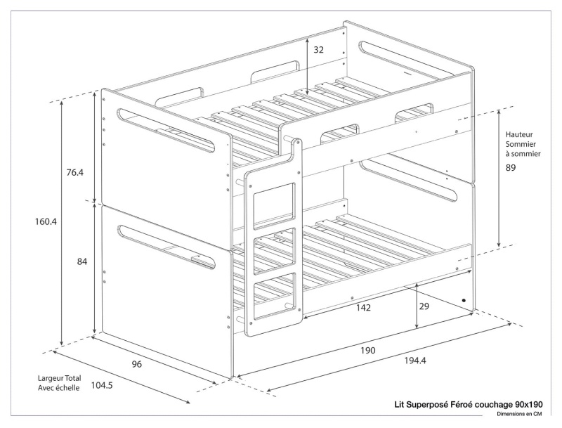 Dimensioni del letto a castello Fær Øer