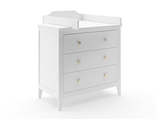 De witte Héritage ladekast met 3 laden en afneembare aankleedtafel