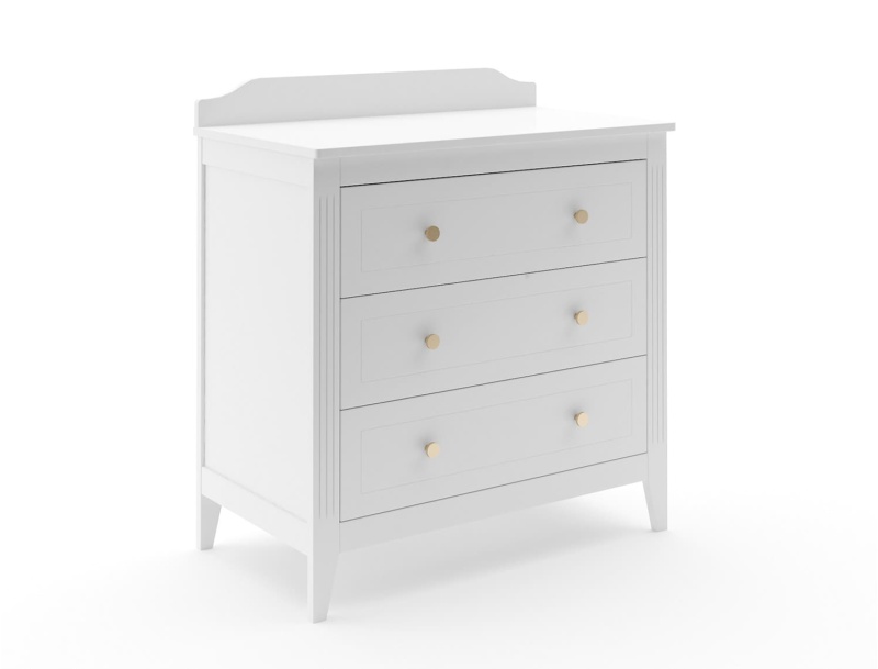 Cómoda de 3 cajones Heritage Blanca con tirador de latón forjado
