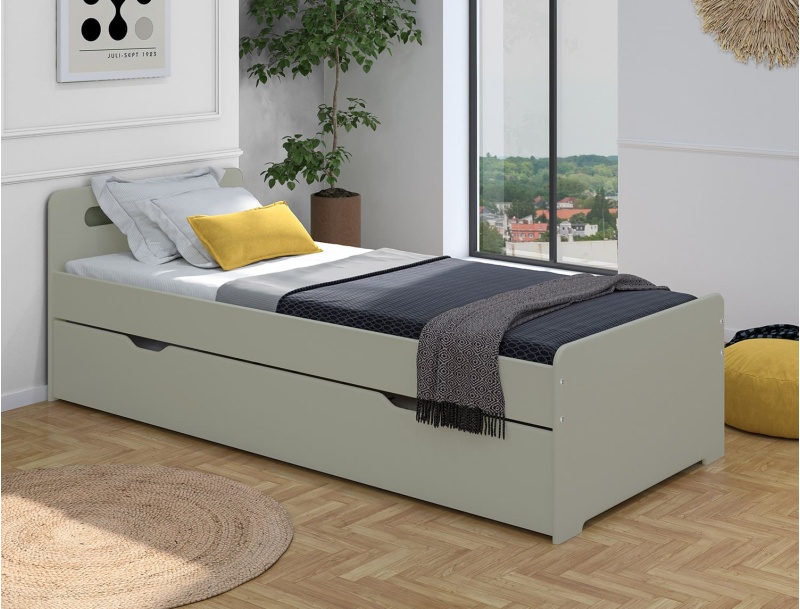 Lit gigogne couchage 90x190 Sauge