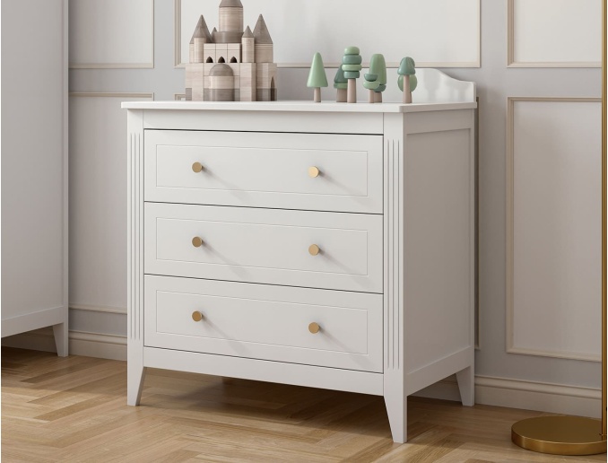 Commode Héritage Blanc avec bouton en laiton forgé