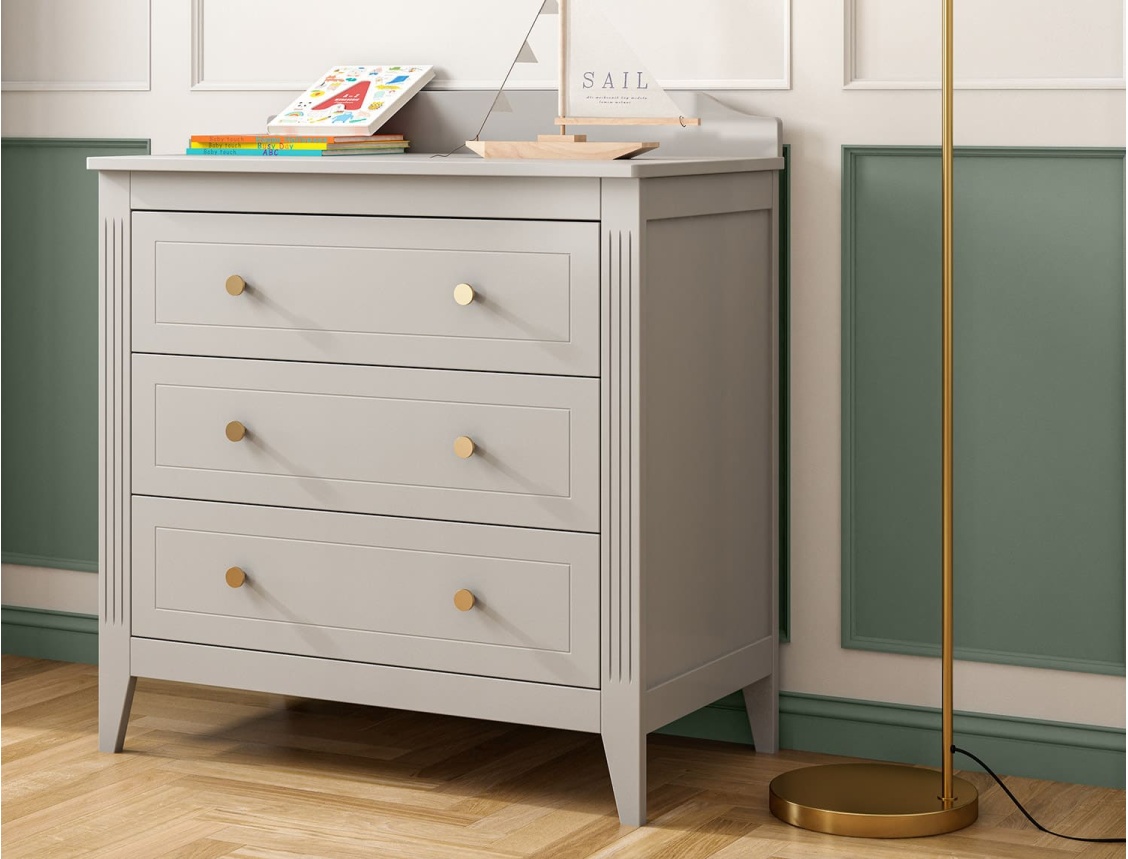 Erfgoedcommode grijs met gesmede messing knop