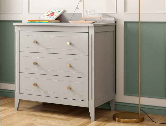 Erfgoedcommode grijs met gesmede messing knop