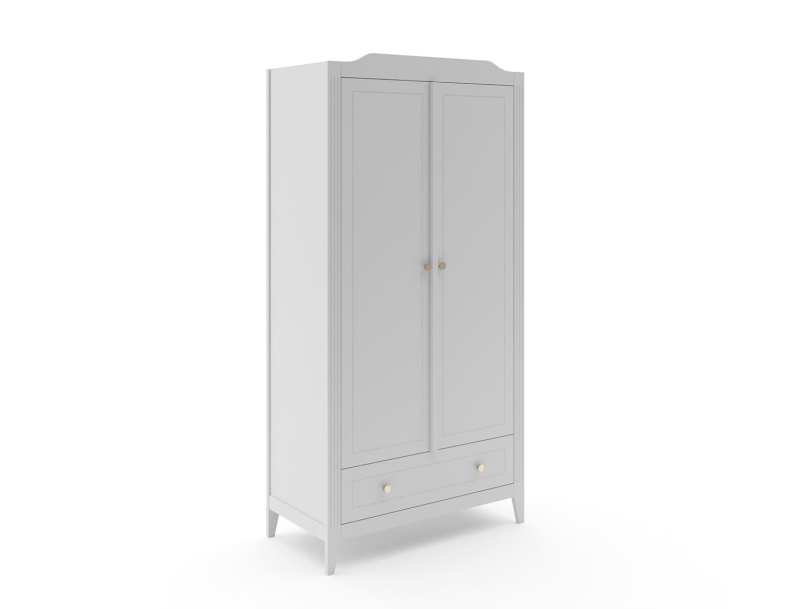Armadio Heritage grigio con piedini in faggio massello.